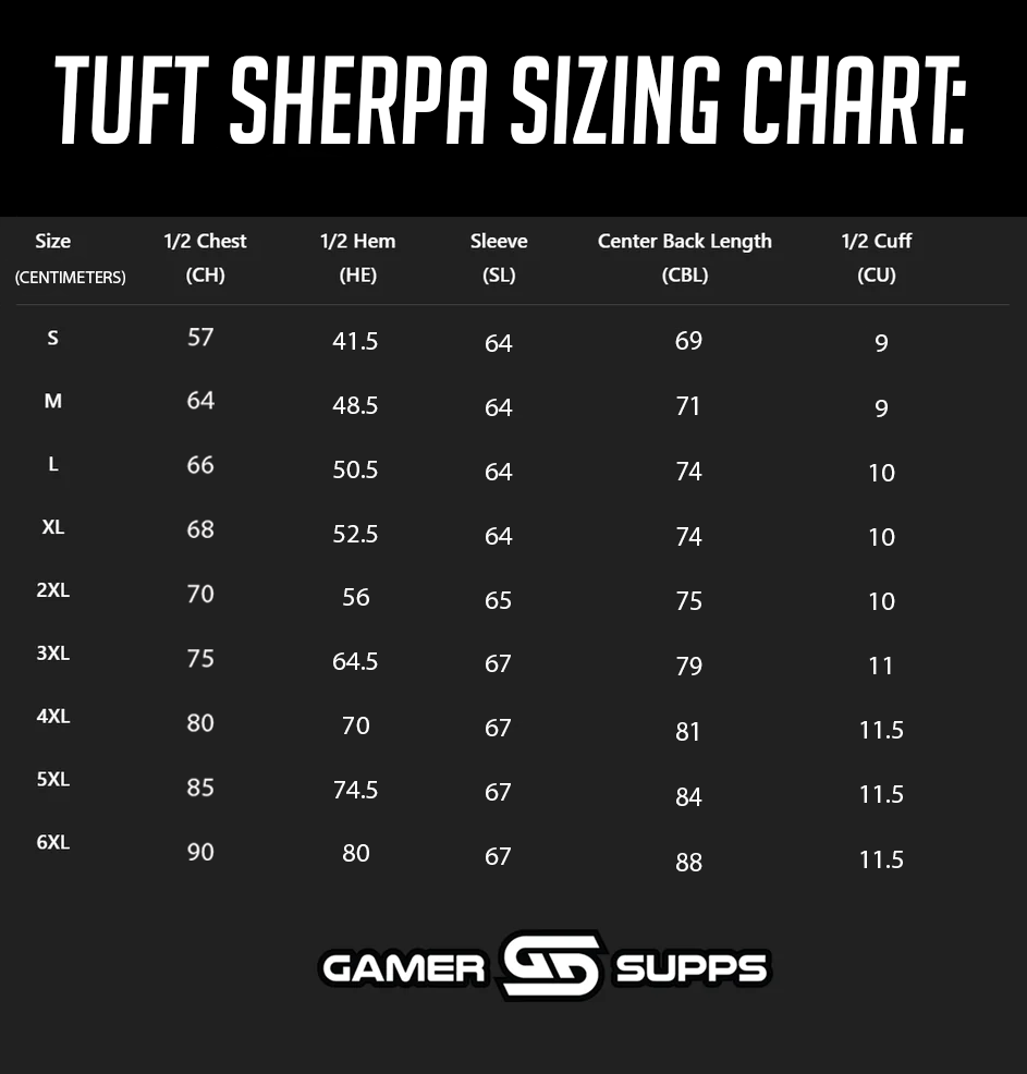 Kaiju-Chan Tufted Sherpa Size Chart