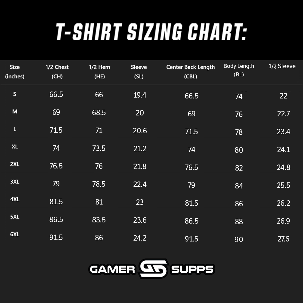 One Small Step for Gamers: Shirt Size Chart