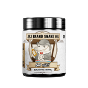 Black jar with silver lid showing detailed supplement facts and usage instructions in black text on a white label.