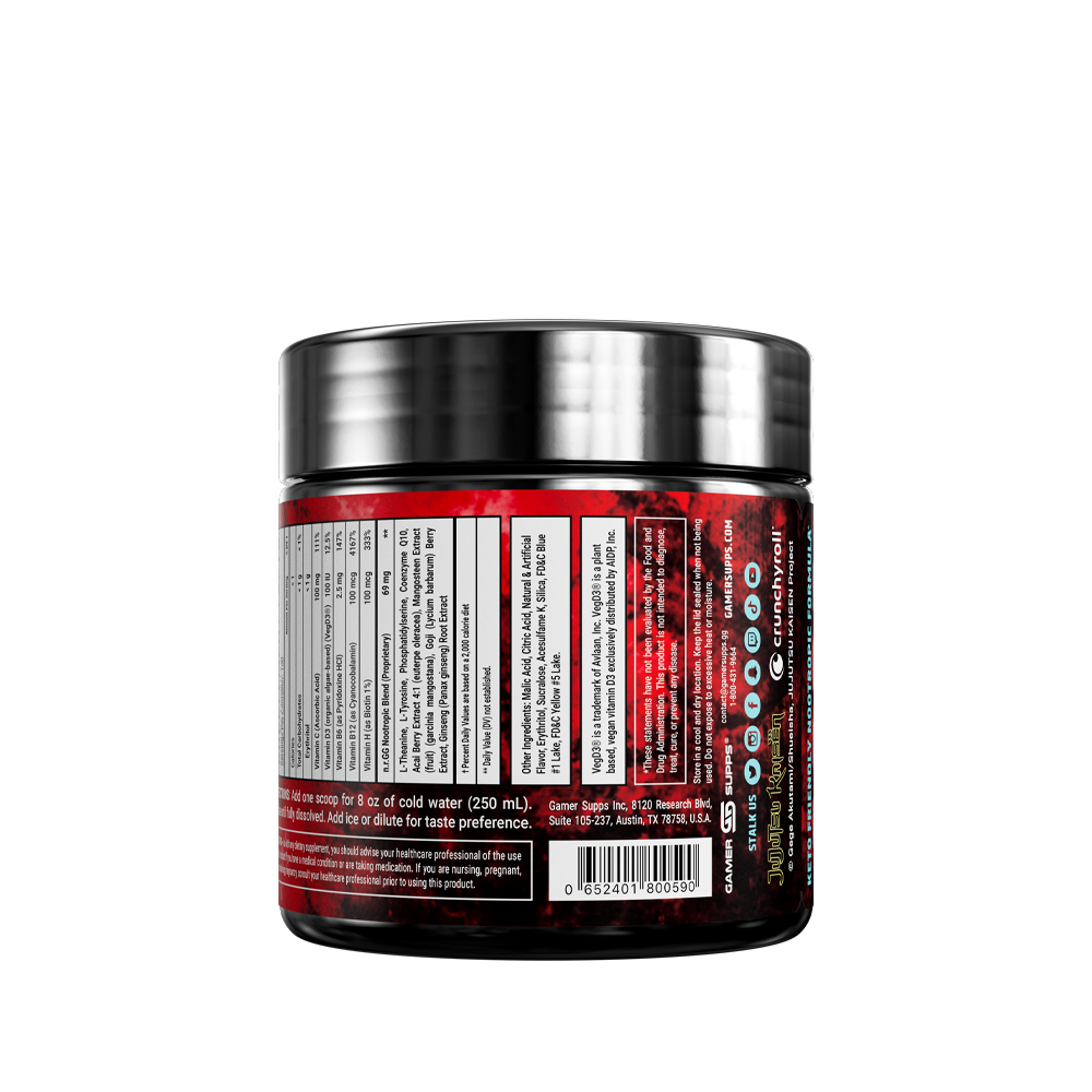 Gamer Supps x Jujutsu Kaisen Cursed Energy Caffeine Free - 100 Servings - Gamer Supps