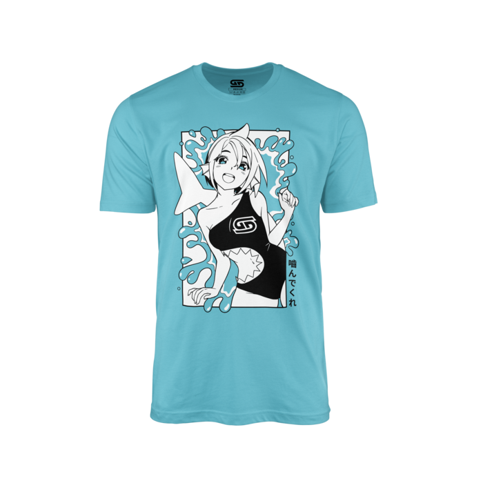 Blue GS Waifu Shirt with Shark Girl Design on front